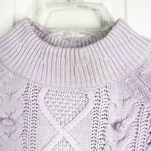 NWT J. Crew Pom Pom Cable Knit Mock Neck Sweater Vintage Lilac Women’s XS *FLAWS - Picture 7 of 13